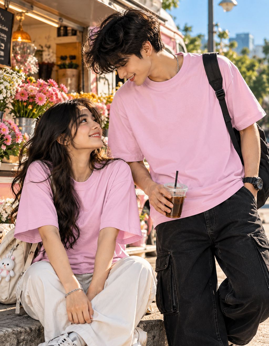 A Love Worth Holding — Blue Flower Oversized T-Shirt