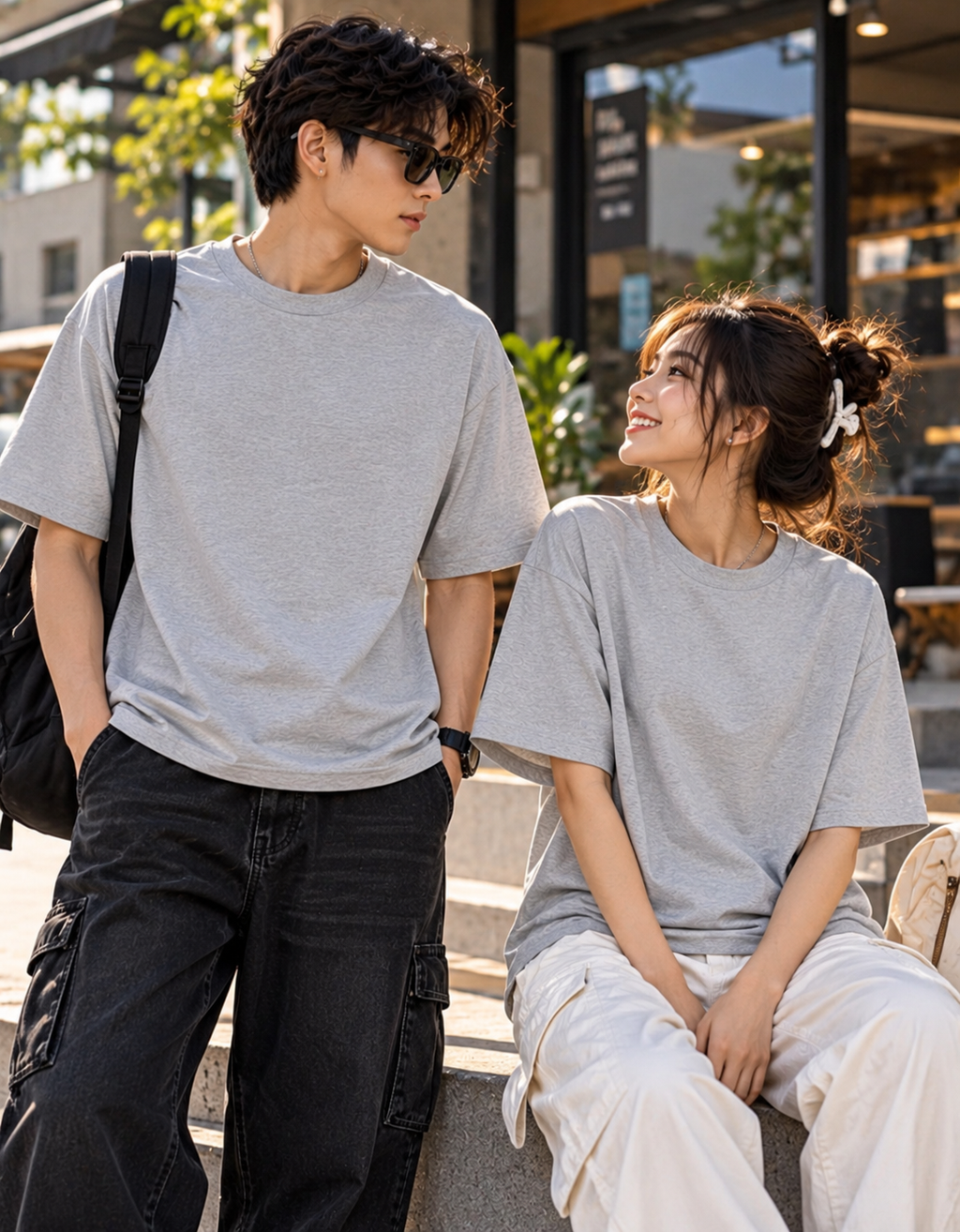 A Love Worth Holding — Blue Flower Oversized T-Shirt