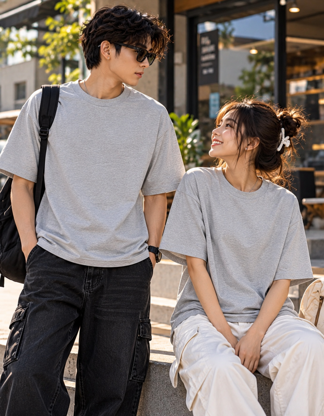 A Love Worth Holding — Blue Flower Oversized T-Shirt