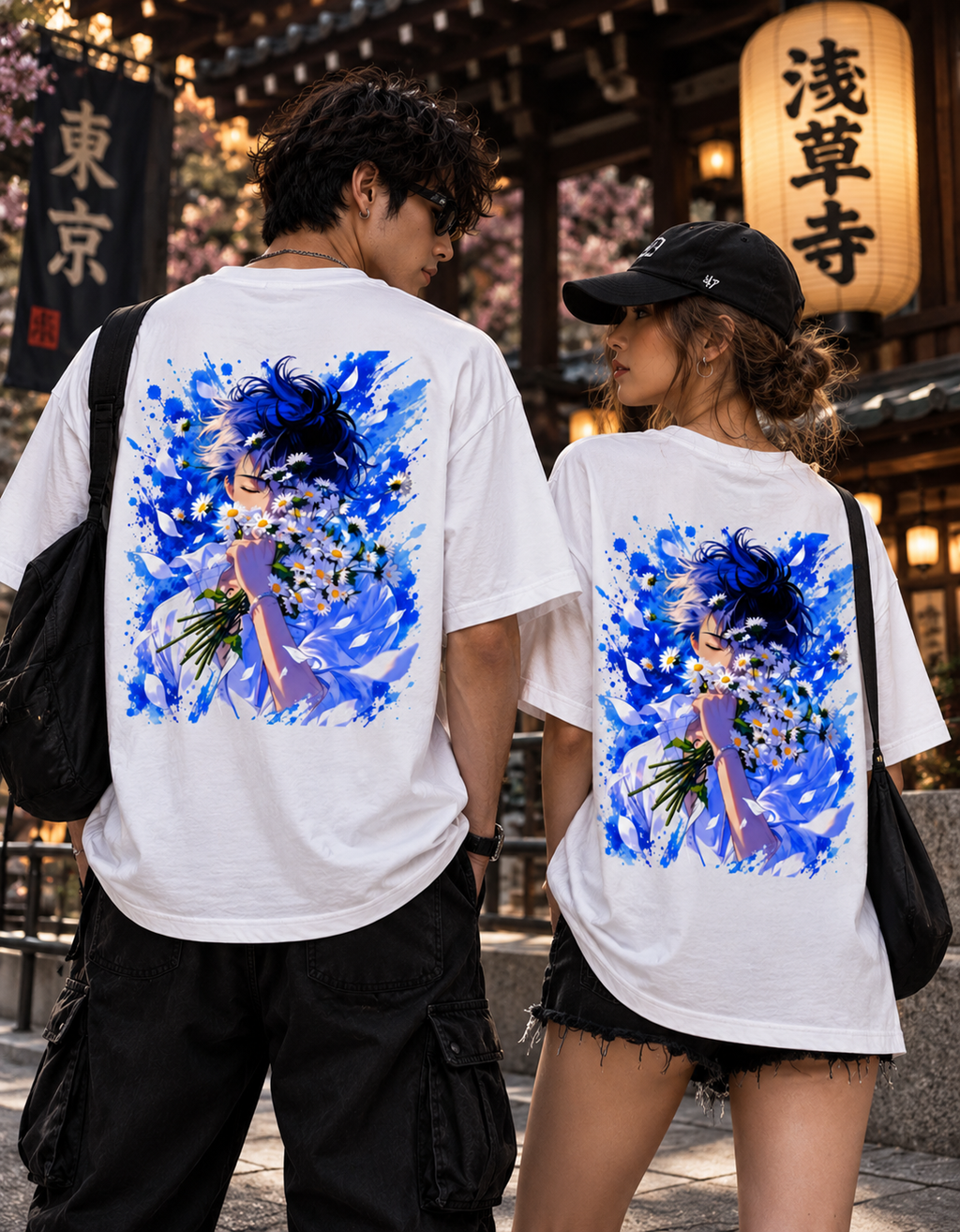 A Love Worth Holding — Blue Flower Oversized T-Shirt