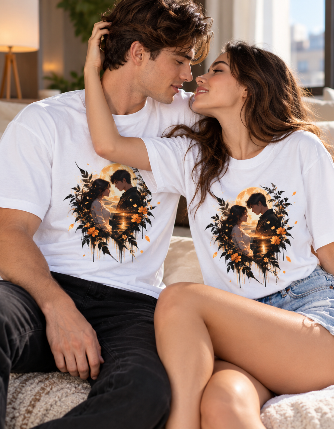 Under the Same Moon™ — Romantic Couple Oversized T-Shirt