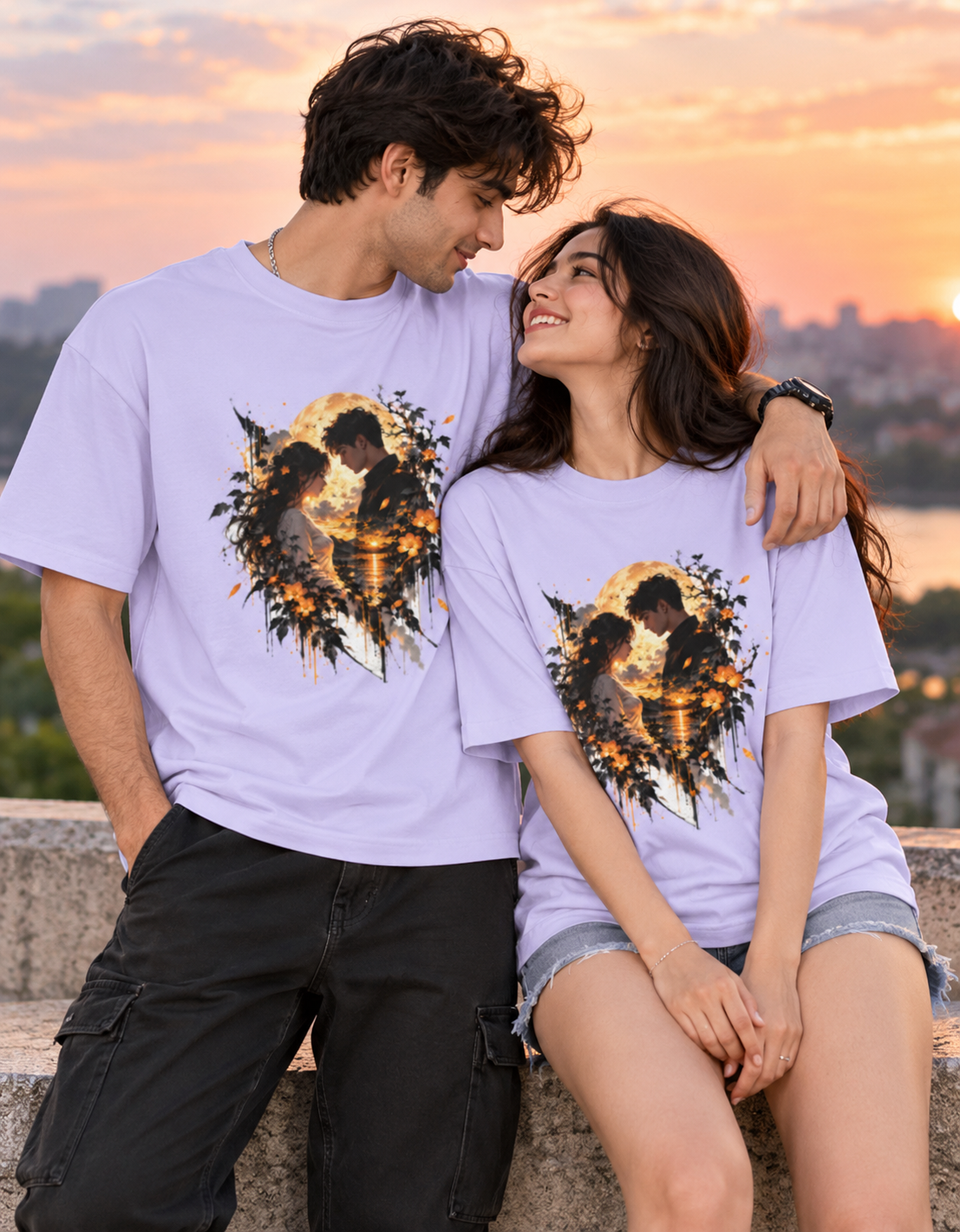 Under the Same Moon™ — Romantic Couple Oversized T-Shirt