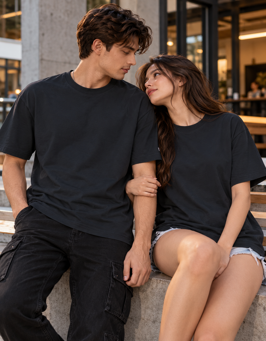 Love Finds Us Under Every Sky — Oversized Couple T-Shirt