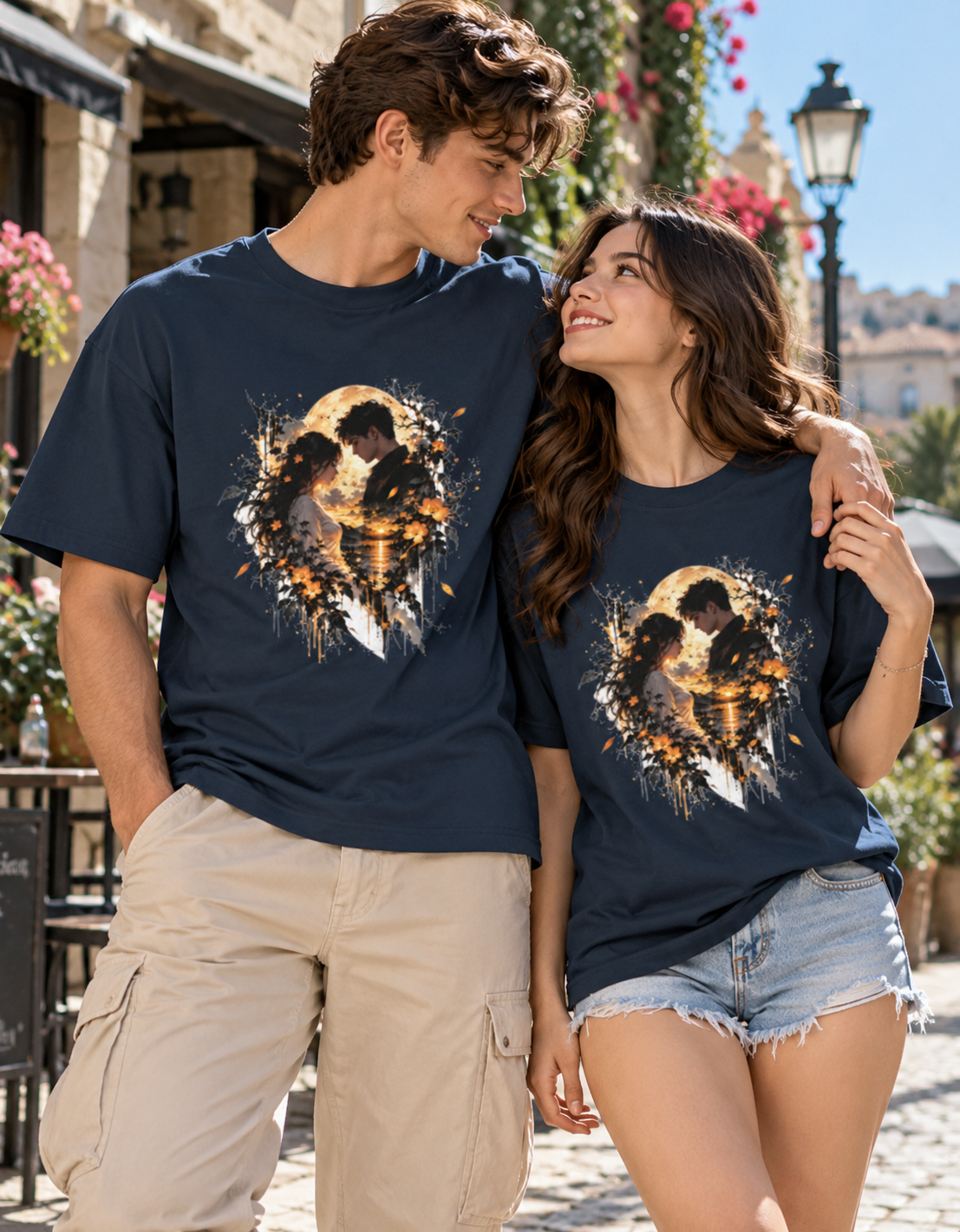 Under the Same Moon™ — Romantic Couple Oversized T-Shirt
